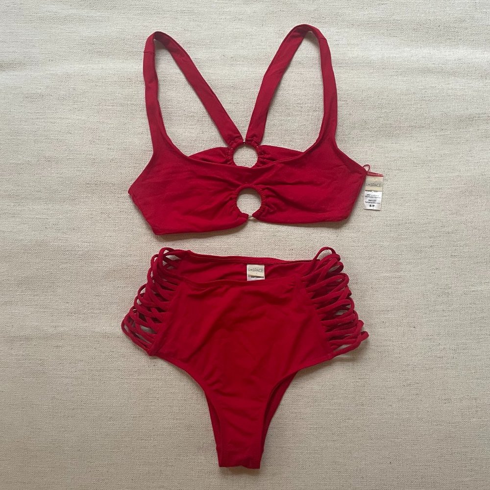 2-Piece L*Space Bikini - Red High Waisted - Size Small